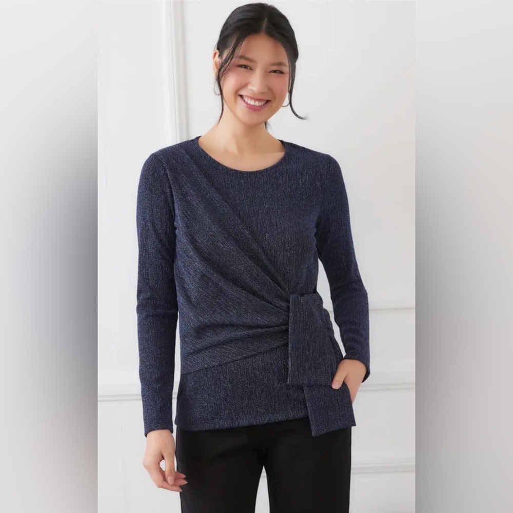 KAREN KANE Knit Side Drape Long Sleeve Sweater